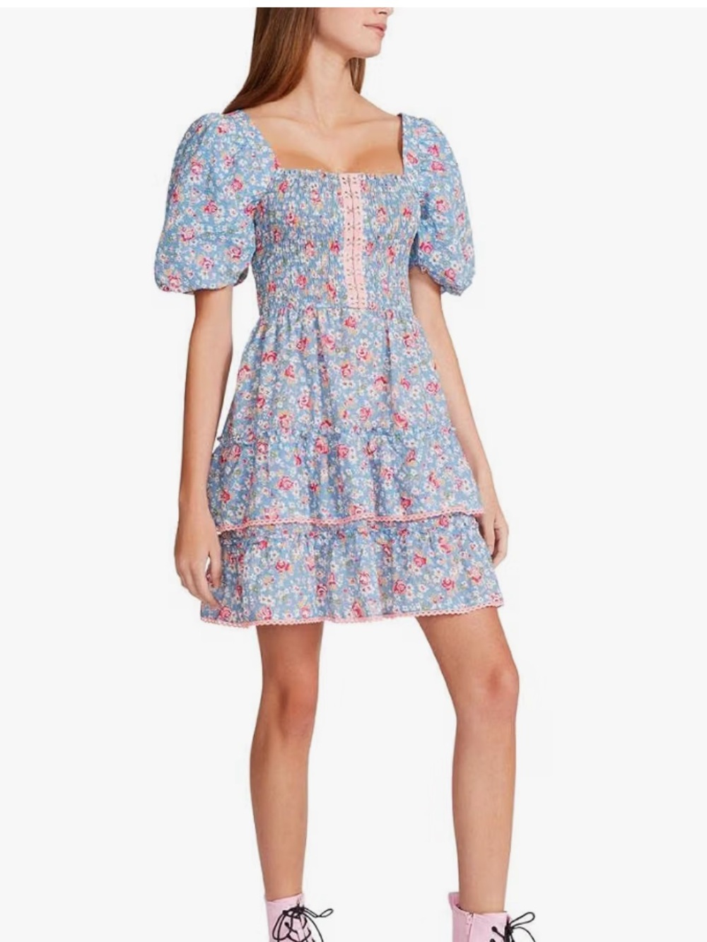 Betsey Johnson Endless Sky Cottage Floral Seersucker Dress